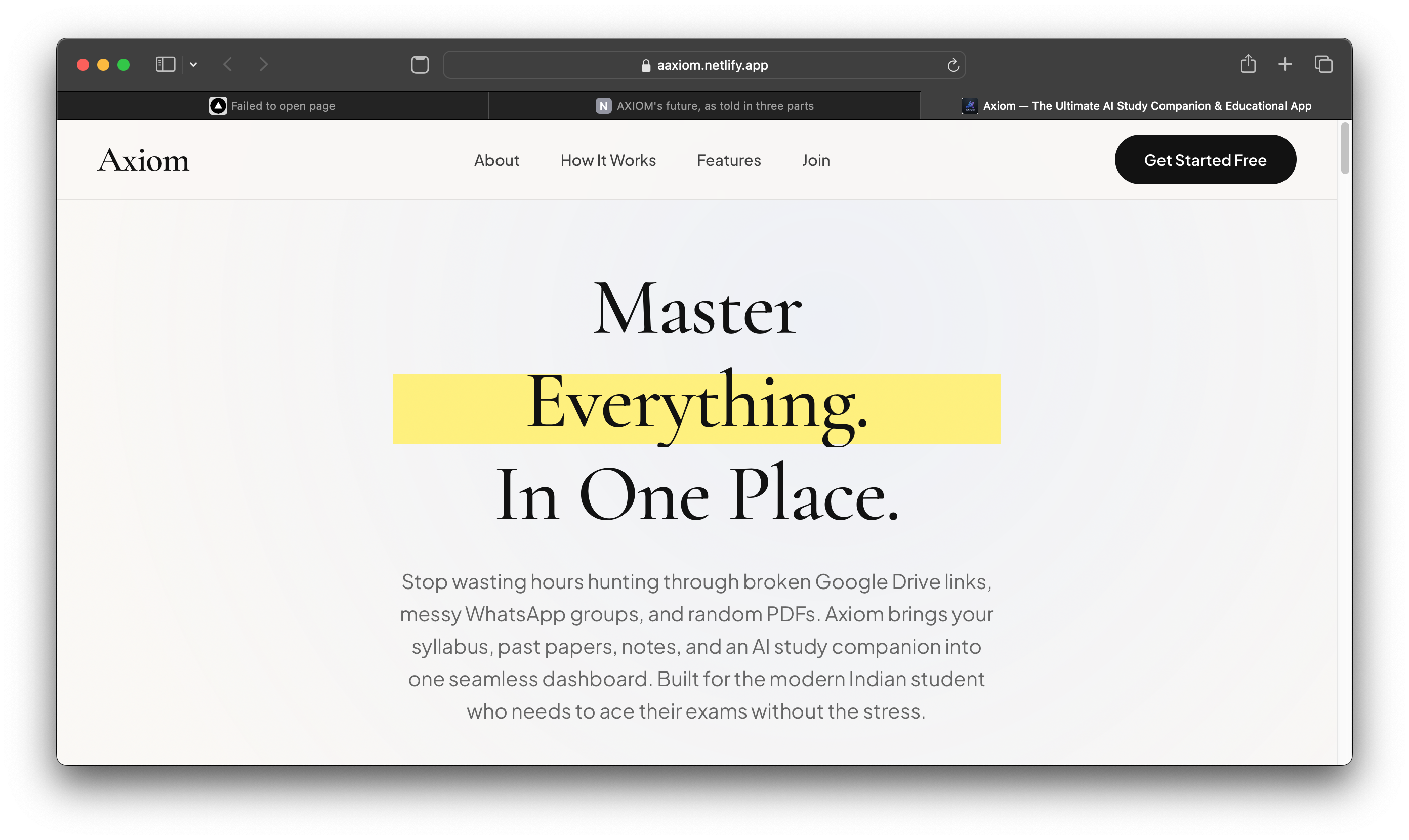 Axiom Landing Page | Web-App